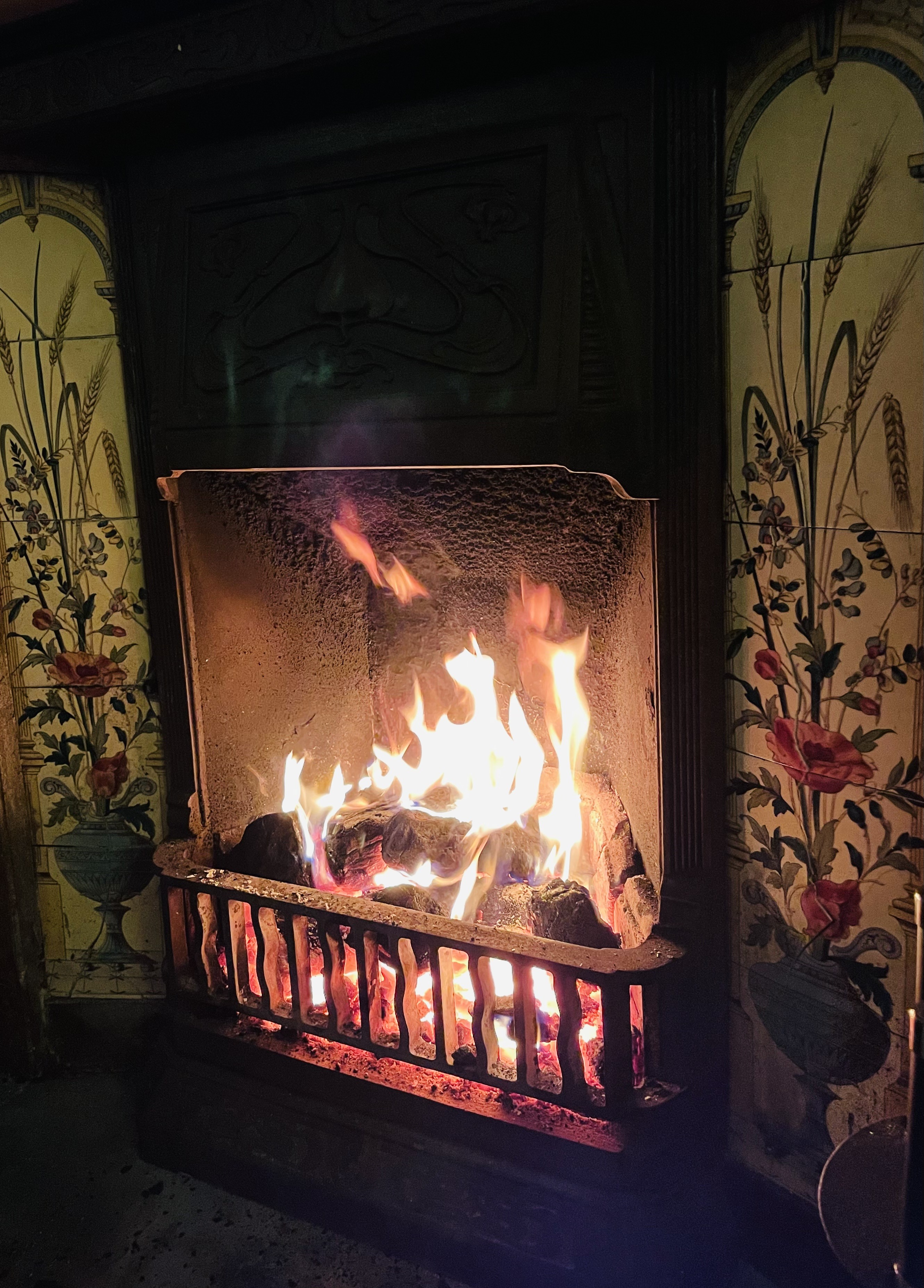 The Lounge's open fireplace